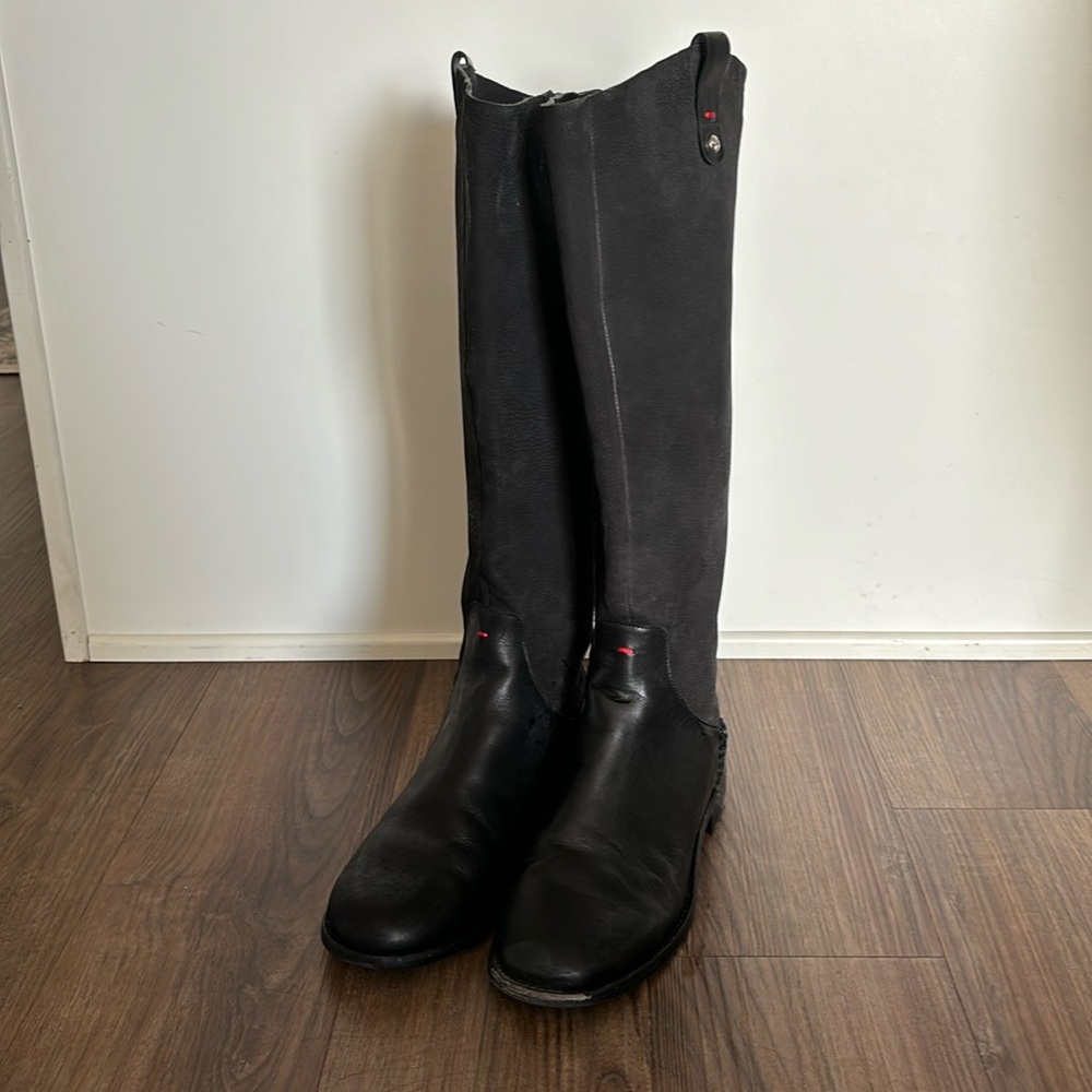 ED Ellen DeGeneres Black Leather Zoila Tall Riding Boots size 7